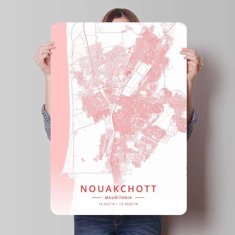 Карта Мавритании Nouakchott металлический постер украшение для двери металлическая