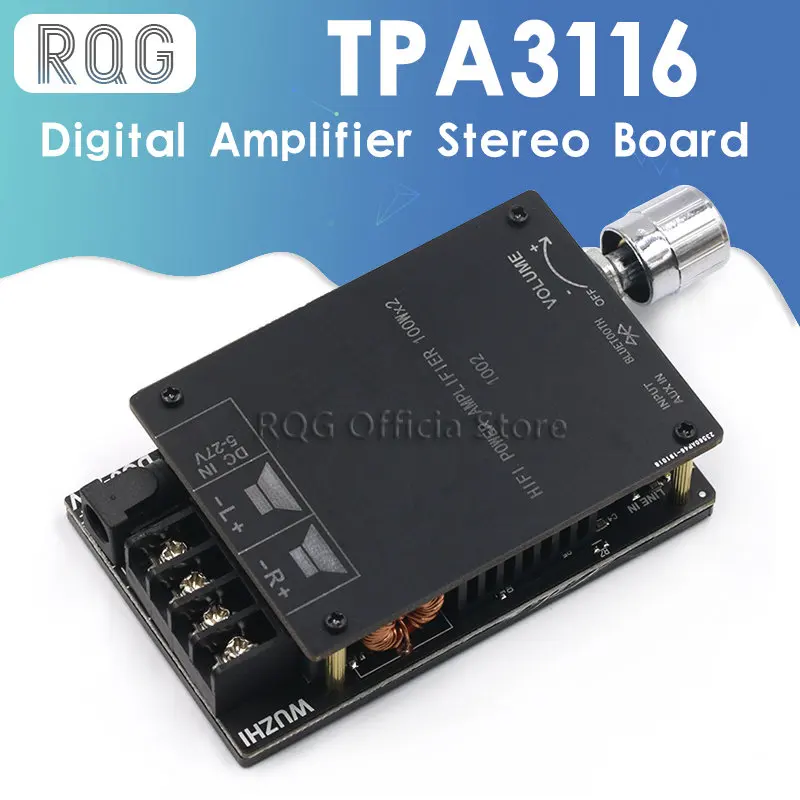 ZK-1002 HIFI 100WX2 TPA3116 Bluetooth 5.0 High Power Digital Amplifier Stereo Board AMP Amplificador Home Theater