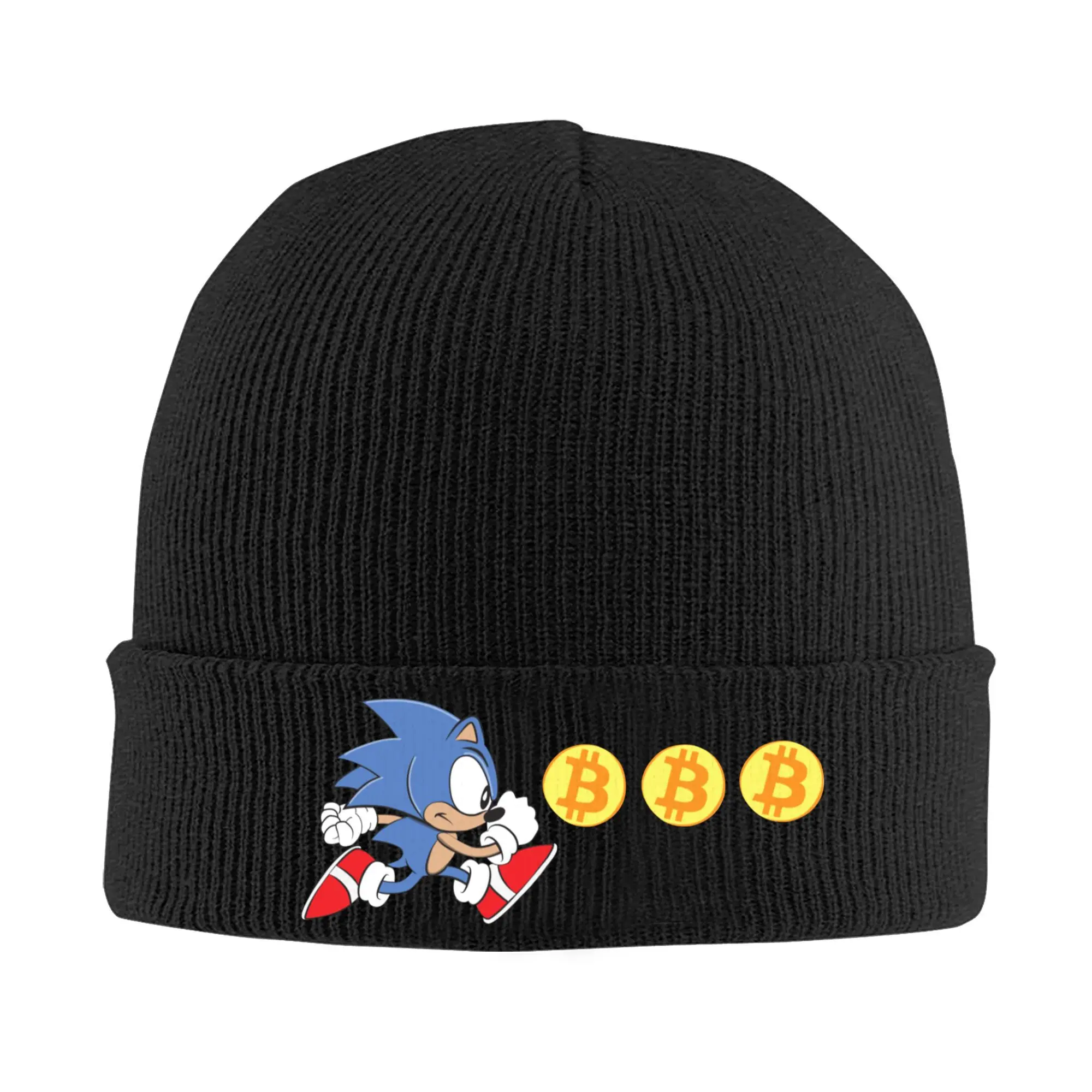 Биткойн-шляпа The Hedgehog Shadow Chasing осенне-зимние шапки теплые акриловая вязаная шапка