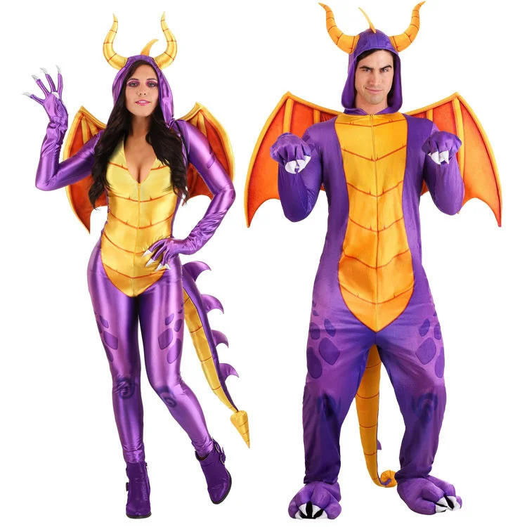 

Women Halloween Easter Carnival Adult Cosplay costume Magic pterosaurs Dinosaur Cosplay Monster couples dress costume