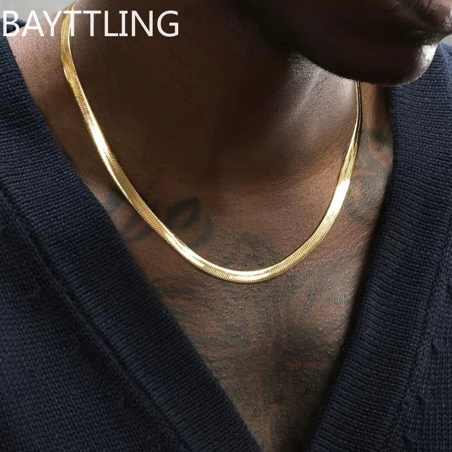 Цепочка из серебра 925 пробы для мужчин и женщин ожерелье с плоским змеиным