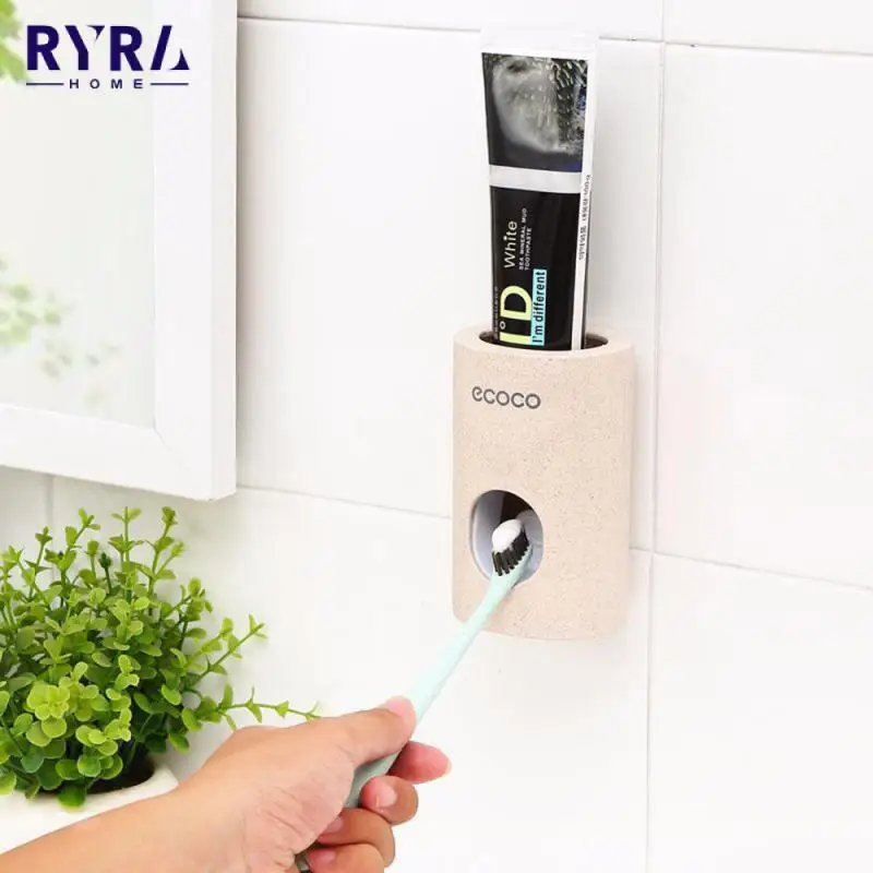 

Automatic Toothpaste Dispenser Set Dust Proof Wall Mounted Kids Hands Free Durable Toothpaste Squeezer Family Washroom Bathroom