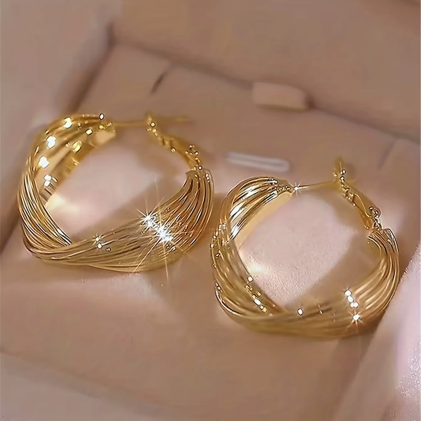 Элегантные Металлические Витые Серьги-кольца Charismatic Женские Винтажные Модные