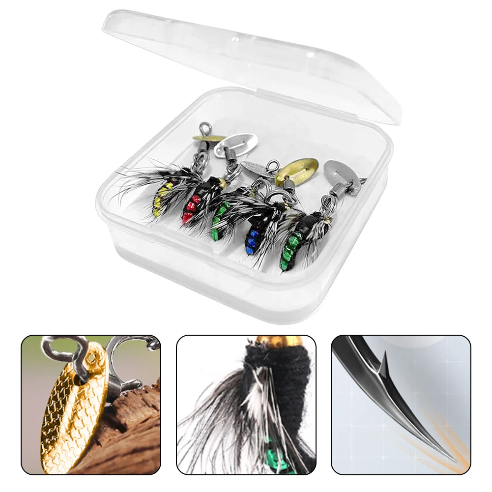 

5Pcs Fishing Lure #8 Black Hooks Peacock Feather Material Nymph Spinner Baetis Fly Bait Trout Fly Fishing Flies & Lures