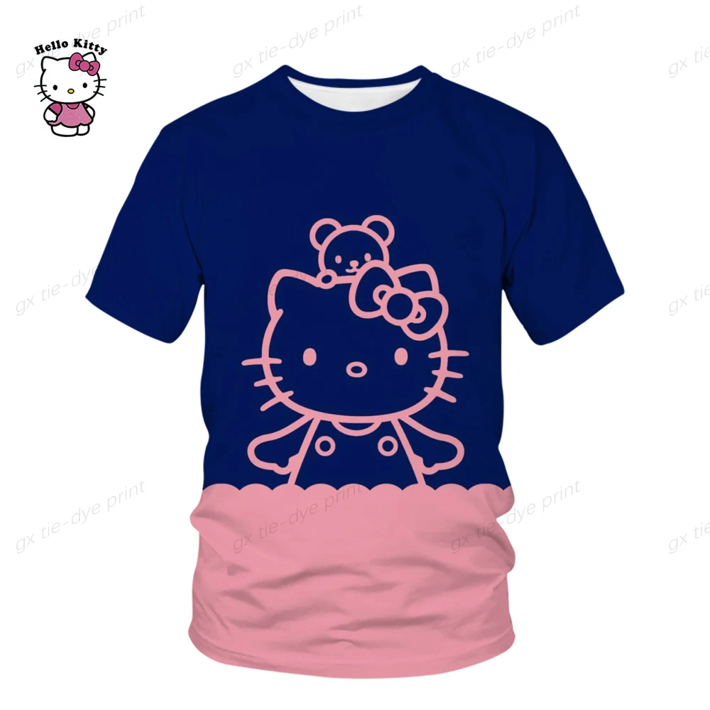 Baby Girls Summer Hello Kitty Cute Cartoon T-shirt Kid Tops Tees T Shirt Lovely Tshirt 3D Printing Tie-dye T-shirt