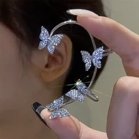 super flash diamond womens earrings ear cuff fine sweet butterfly snowflake ear bones clip for women bijoux jewelry ear clip
