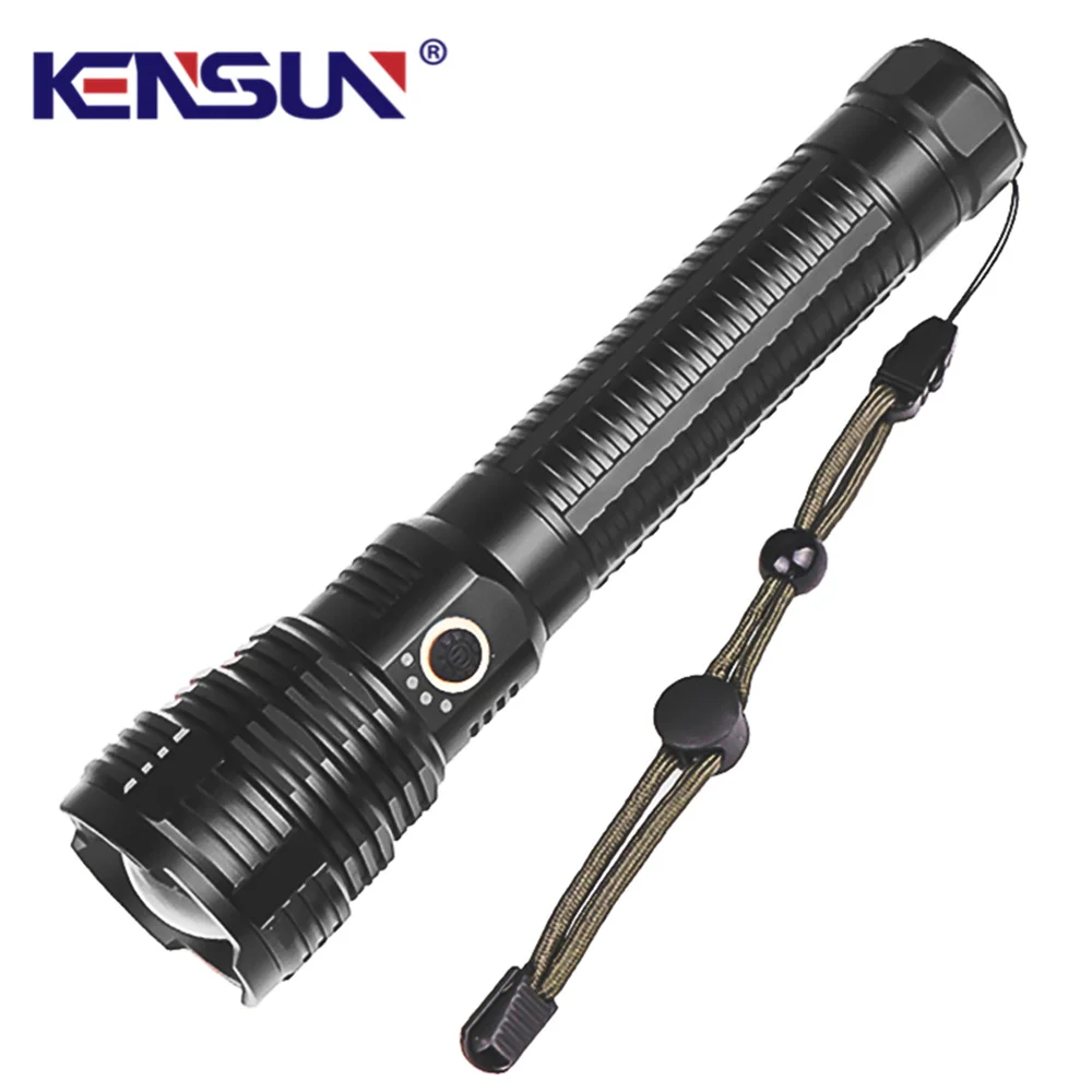 

KENSUN High Power XHP70 LED Flashlight Rechargeable Zoomable Torch Zoom Hand Lantern For Camping, Outdoor & Emergency Use ﻿