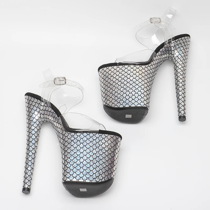 Leecabe 8 Inch Silver shoes Pumps 20cm Sexy  High Heel Sandals Pole dance shoes  Ballroom dance shoes Party Shoes