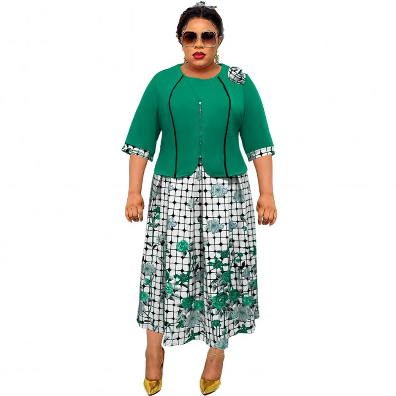 

XL-5XL Big Size 2 Piece Sets African Dresses For Women Spring Autumn Elegent Fashion Style African Women Polyester Midi Dress