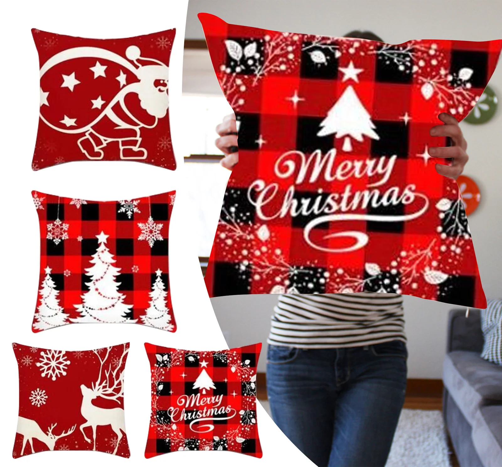 

Подушки зимние рождественские праздничные фермерские уличные снежинки красные наволочки набор из 4 украшений сатиновая наволочка для дома для малышей