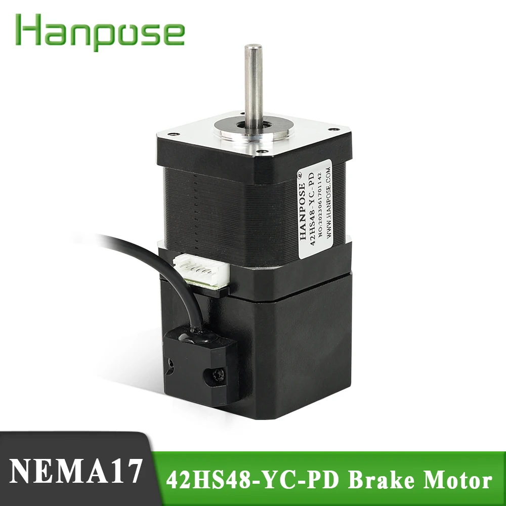 

hanpose Free shipping brake Motor 12V 4-Leads 52N.cm 42HS48-YC-PD For 3D engraving Permanent magnet NEMA17 brake Stepper motor