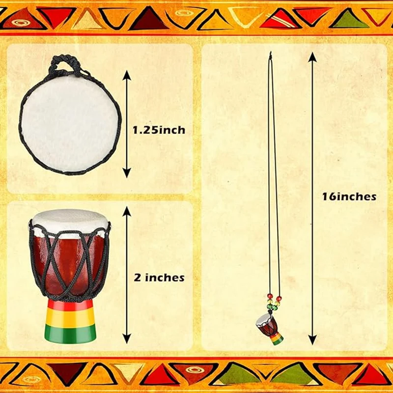 Ожерелья в виде инструментов Djembe барабан Мини Подвеска Африканский деревянный