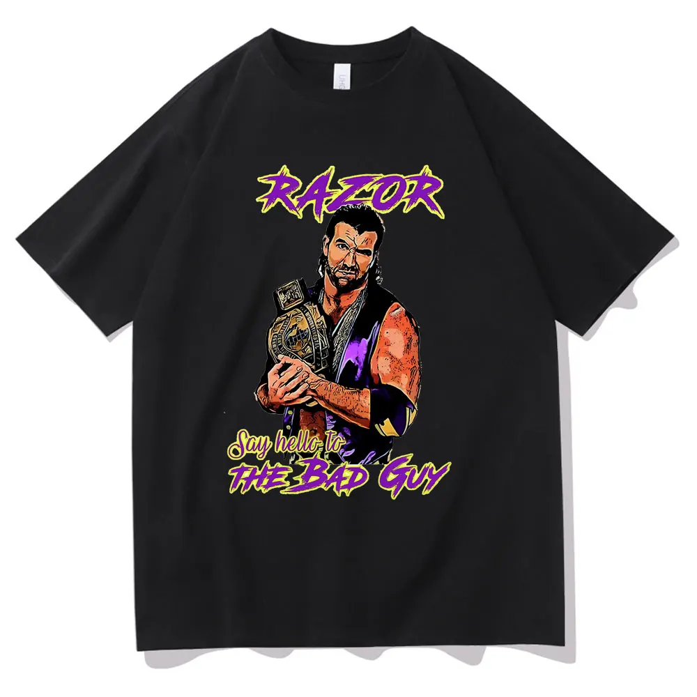 

Razor Ramon Tshirt Say Hello To The Bad Guy Tshirt Summer Tees Men Women Fashion Oversized Fighting Funny T-shirt Short Sleeve