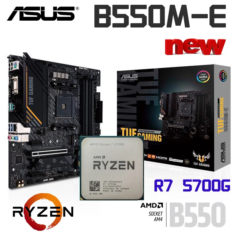 

Socket AM4 Motherboard Kit ASUS TUF GAMING WIFI DDR4 AM4 AMD B550 USB M.2 Micro ATX Desktop Mainboard With AMD Ryzen 7 5700G CPU