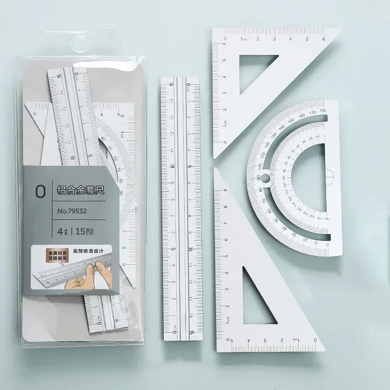 Треугольный транспортир 4 шт. прямые линейки измерительные инструменты