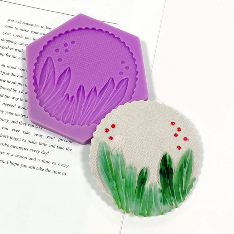 

Grass-shaped Hexagonal Liquid Silicone Mold Cake Decoration Chocolate Biscuit Baking Leaves Fondant Mold Silicone Border Mold
