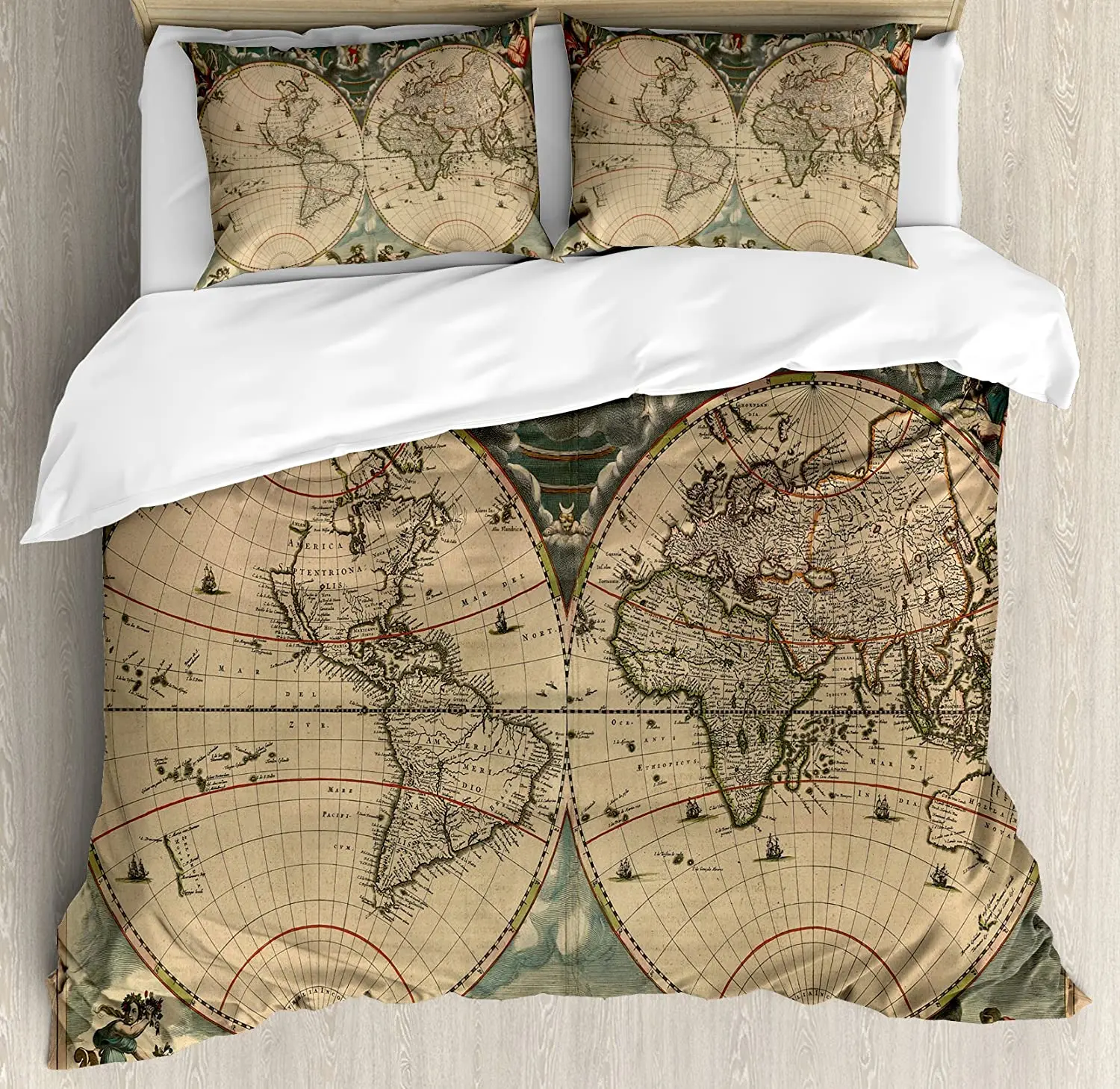 

Vintage Bedding Set Dated Old Map of Ancient World Historic 3pcs Duvet Cover Set Bed Set Quilt Cover Pillow Case Comforter Cover