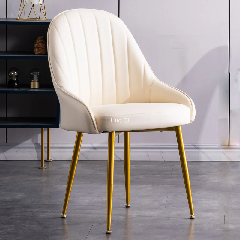 

Design Metal Dining Chairs Modern Nordic Minimalist Leather Lounge Chair Ergonomic Upholstered Chaises Salle Manger Furniture