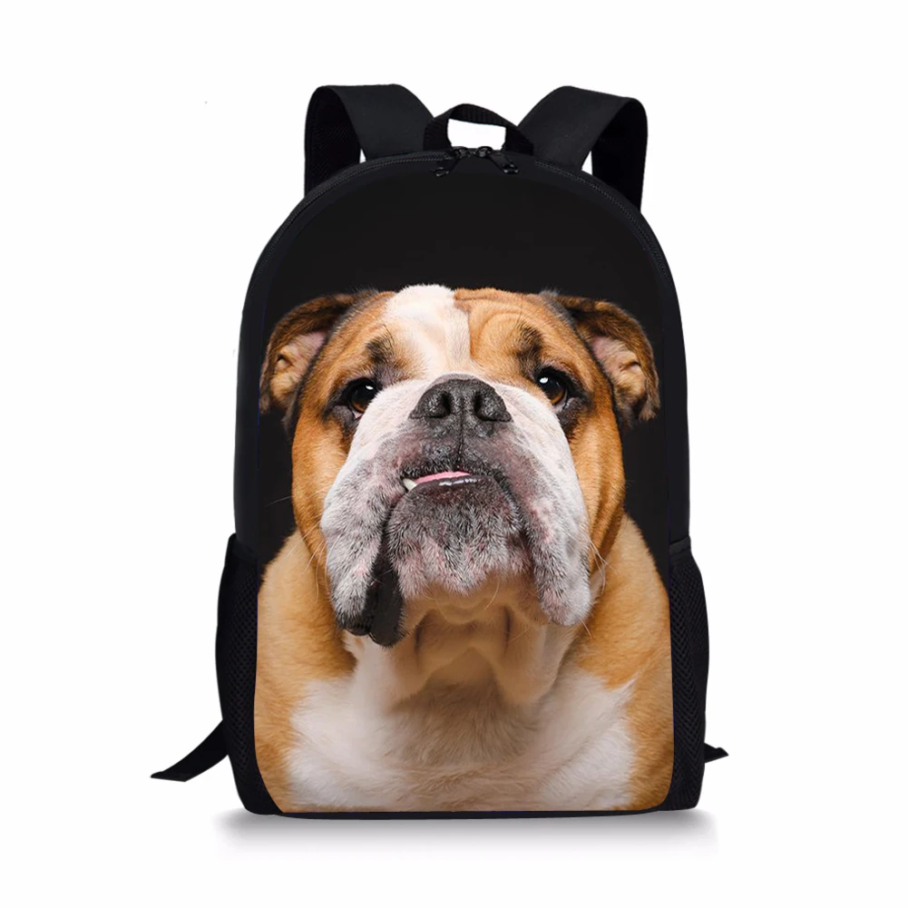 Bulldog Pattern Print School Bags Daily Travel Climbing Durable Backpack Trendy Birthday Gift for Kids Fashion Knapsack