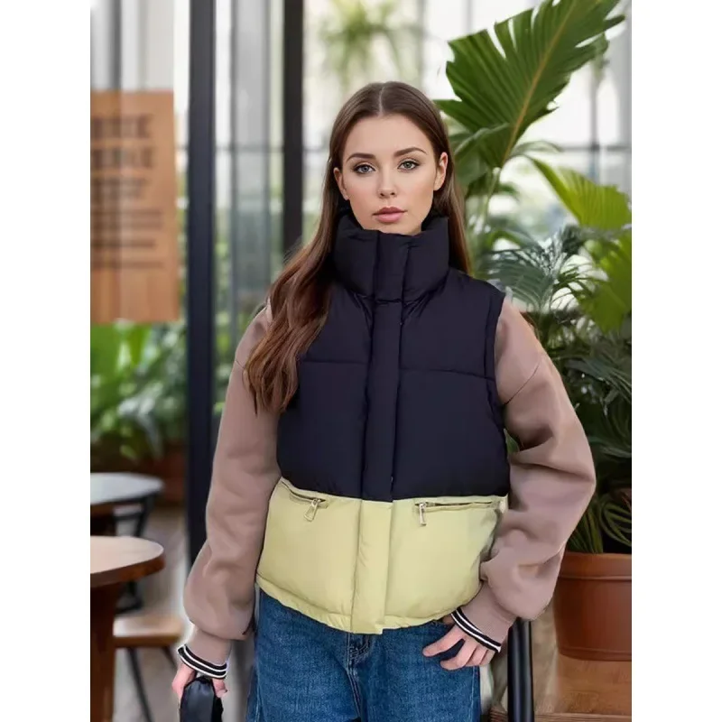 Новый Зимний Повседневный простой дизайн чувствительный цветной блочный