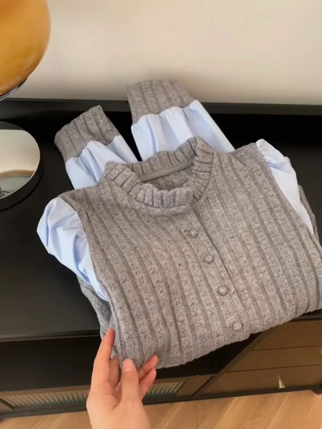 Вязаный кардиган в стиле сращивания свитер для женщин искусственный