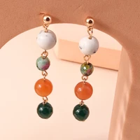 wholesale new arrival natural stone bead round quartz earrings for women dangle earrings fashion jewelry piercing earrings stud