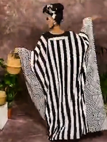 2023 Инди-фолк в полоску, длинный кафтан больших размеров, повседневное летнее платье макси с v-образным вырезом, женская одежда, пляжная одежда, купальный костюм, накидка A1055