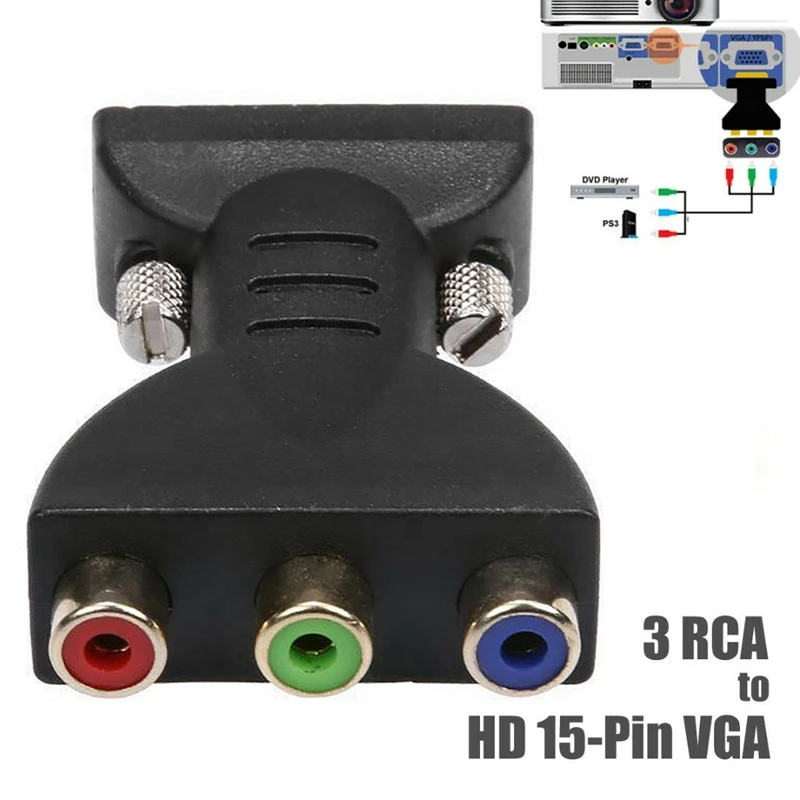 Адаптер видеоразъема 3RCA RGB мама в HD 15-контактный VGA-разъем |