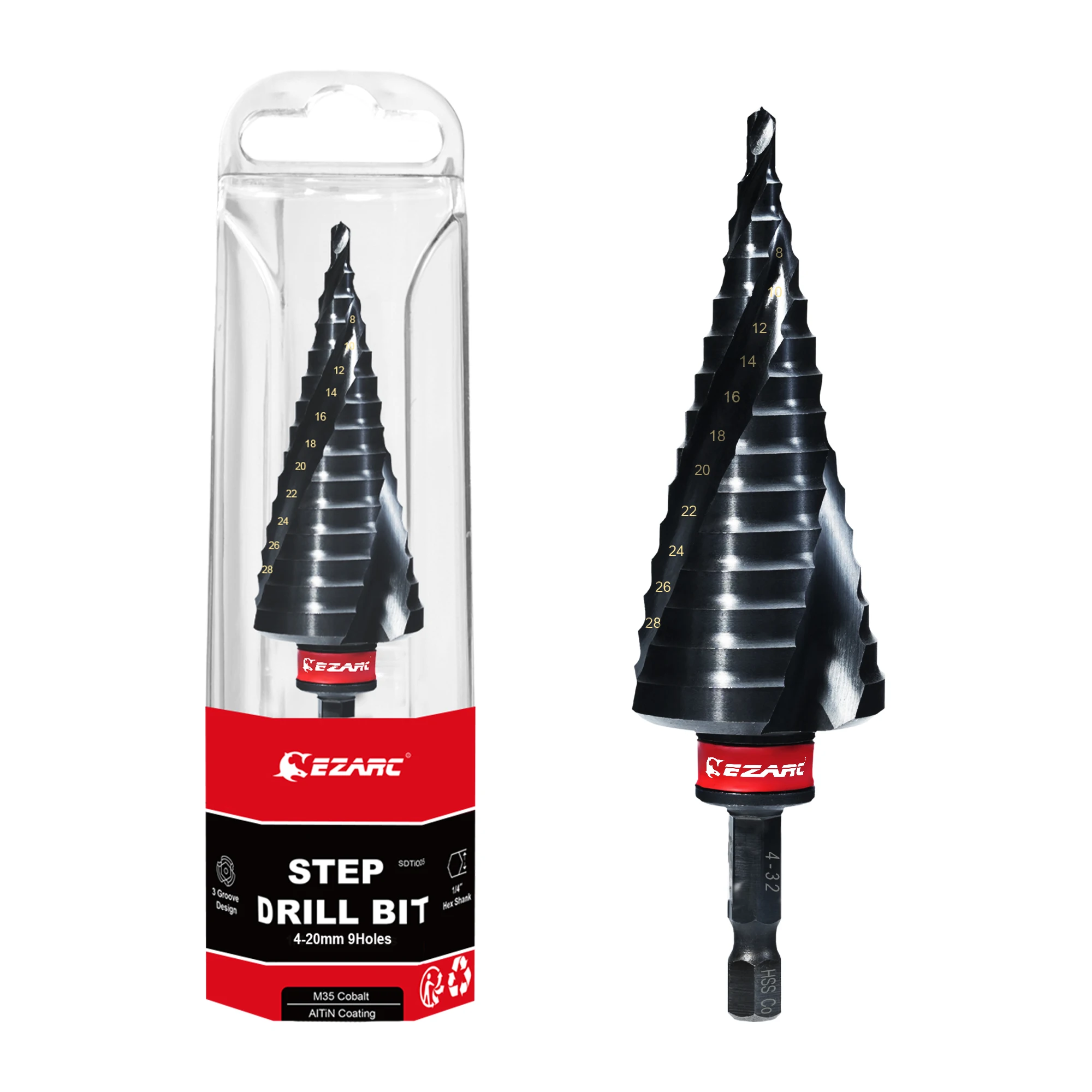 

EZARC Ступенчатое сверло по металлу 4-32 мм