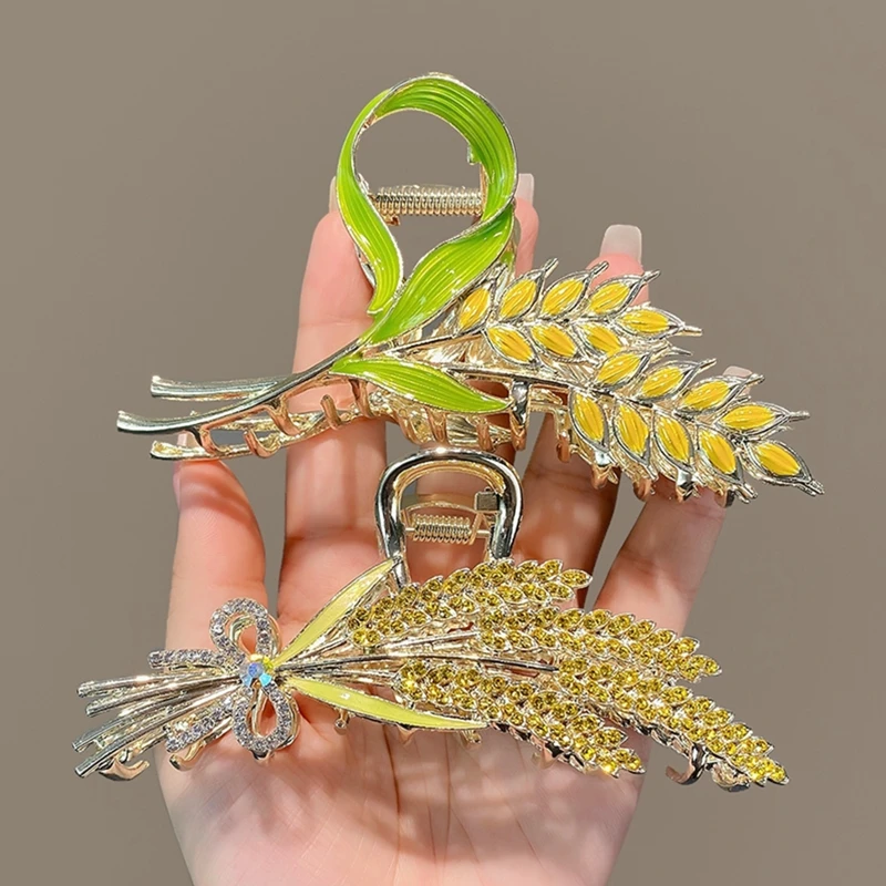

2022 New Fashion Gold Wheat Hair Claws Elegant Alloy Hair Clips Ponytail Claw Clip Woman Hair Clip hair accessories For Girl