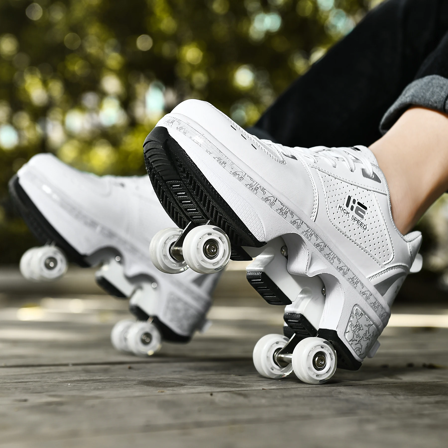 2023 Roller Skates Shoes Deformation Unisex Parkour Wheel Sneaker Adults Children Boys Girls Quad Shoes Kick Roller Shoes