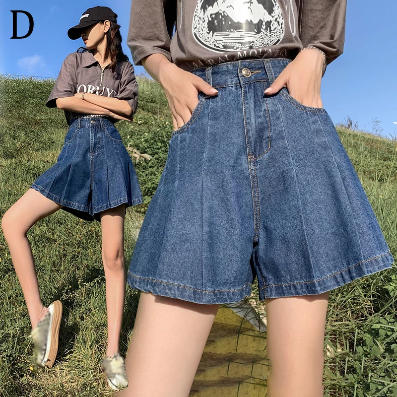 Women Summer Denim Shorts Korean Fashion Ruffles All Match  Short Pants Wide Leg Loose High Waist Short Pants Jeans 6XL