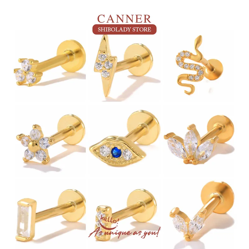 

CANNER Demon Eye Star Snake Earrings Silver 925 Earring For Women Stud Earrings Piercing Zirconia Wedding Party 18K Fine Jewelry