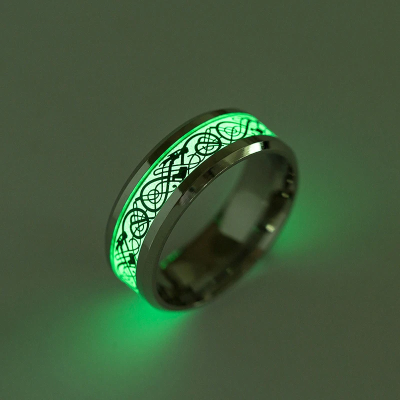 

Fashion Stainless Steel Luminous Finger Ring For Women Men Glowing In Dark Heart Couple Wedding Bands Jewelry Gift Accessories