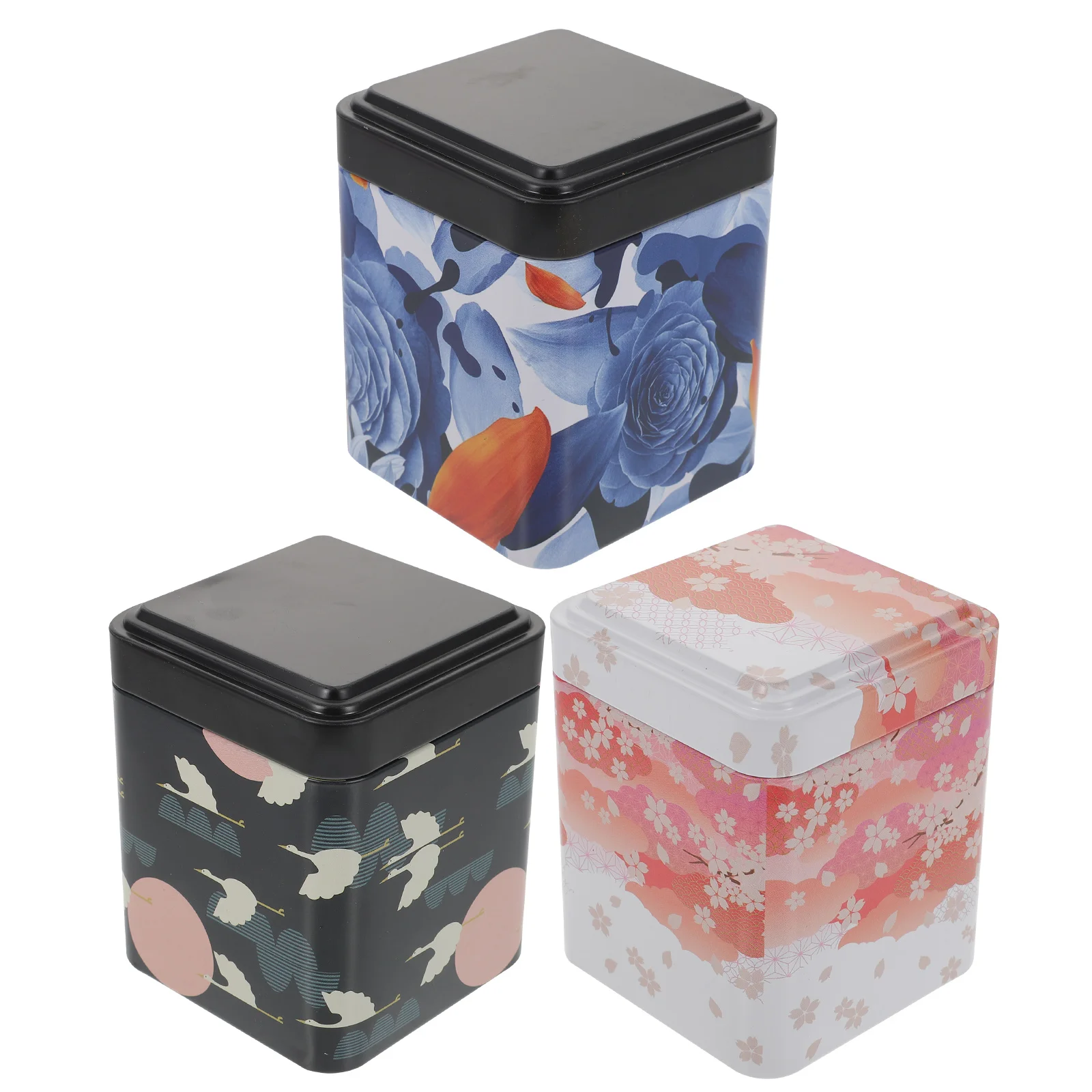 3 Pcs Organizer Lid Mini Tea Can Vintage Candy Box Tinplate Set Loose Container Canister Round