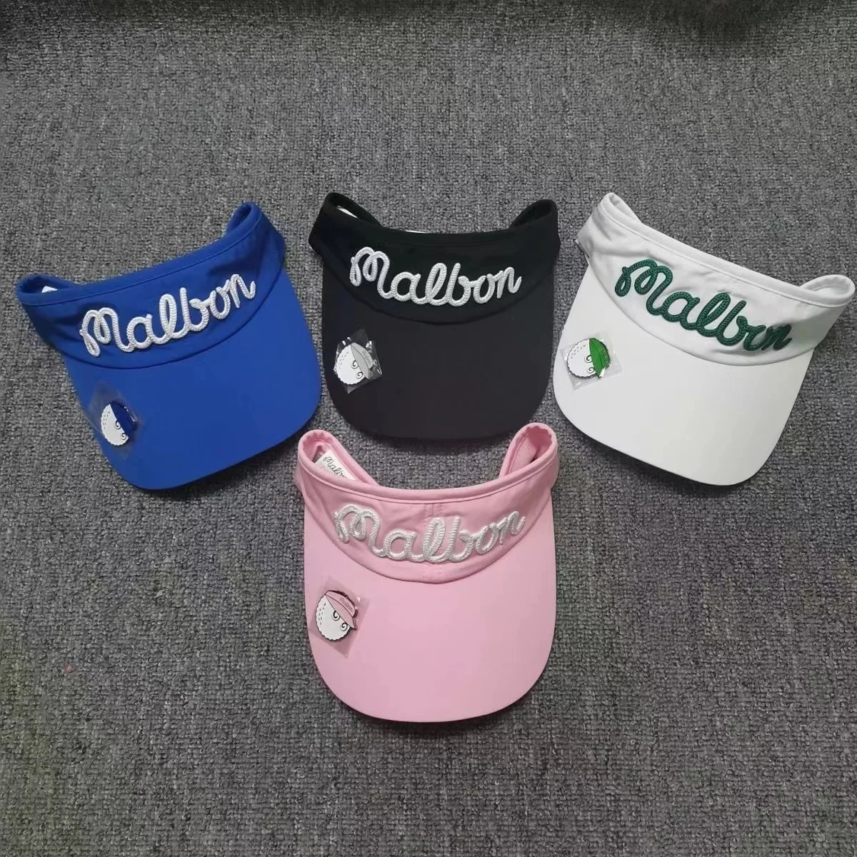MALBON New Fashion Embroidery Hollow Top Sunshade Hat Outdoor Multi functional Sports Golf Hat