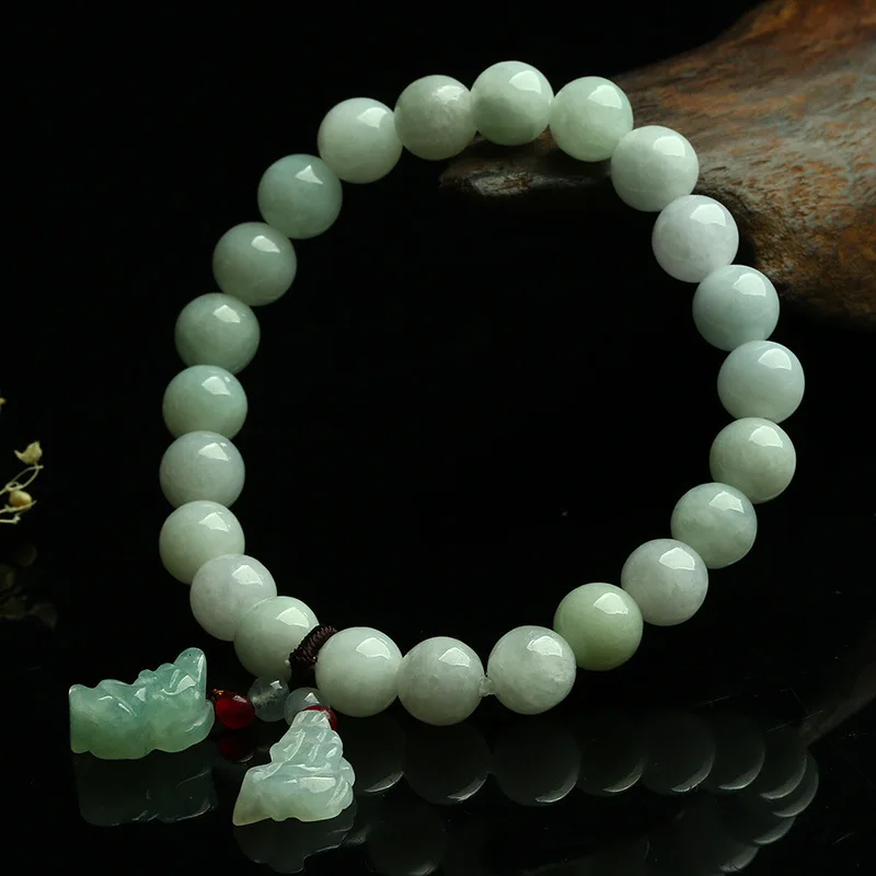 

Natural Myanmar jadeite hand carved brave troops Buddha bracelets round beads jade for women men bracelet with jade bracelet 8mm