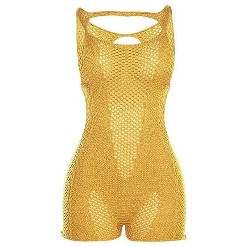 

Hollow Out Romper Sexy See Through Fishnet Jumpsuit Breathable Romper Women's Daringly Dressing For Nightclubs Vacation Home