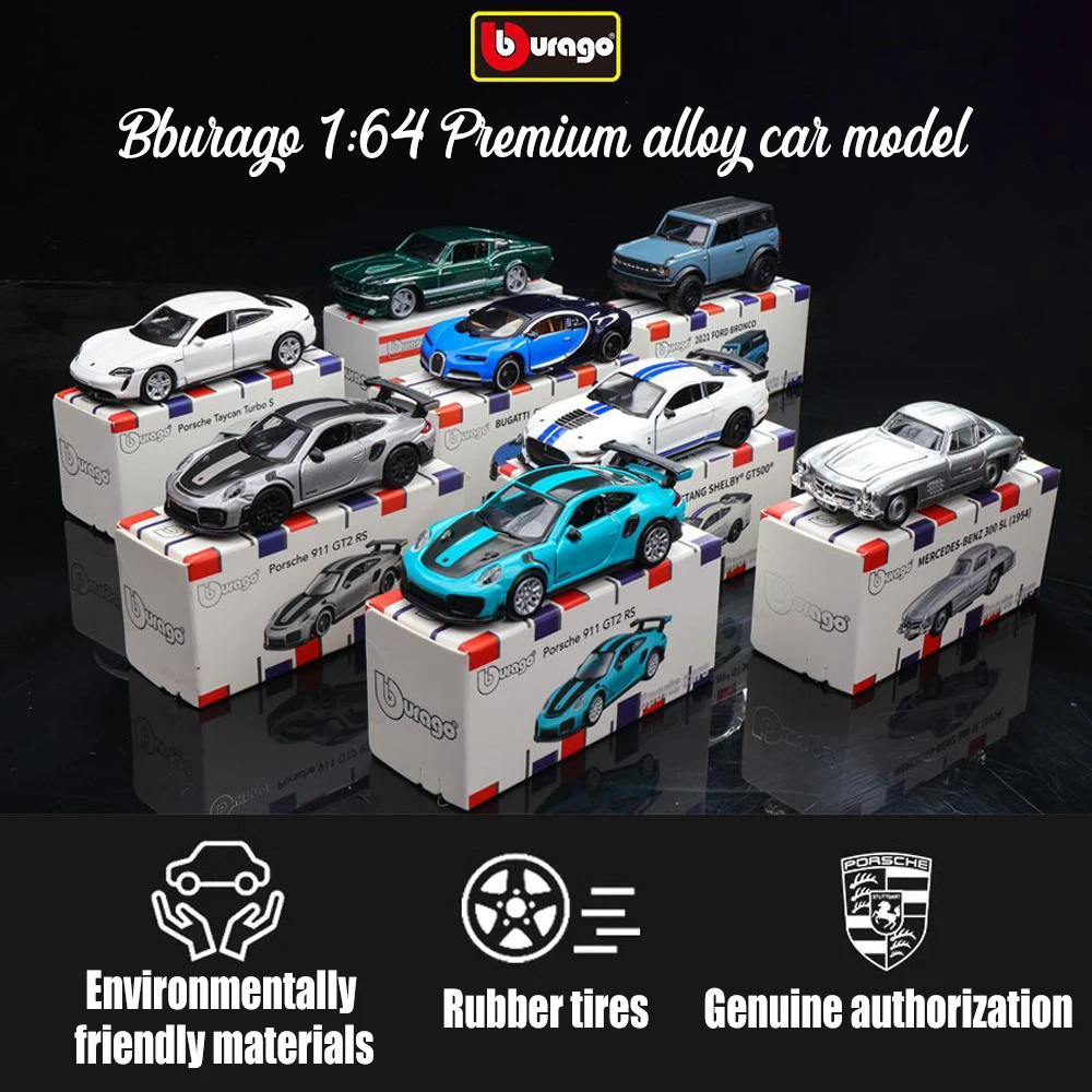 Фото Модель автомобиля из сплава премиум-класса Bburago 1:64 Volkswagen LAMBORGHINI porsche 911 Chevrolet Ford GT500 Audi Bugatti Mercedes Benz грузовик №1