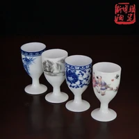jingdezhen ceramic baijiu cup goblet cup blue and white porcelain wine set