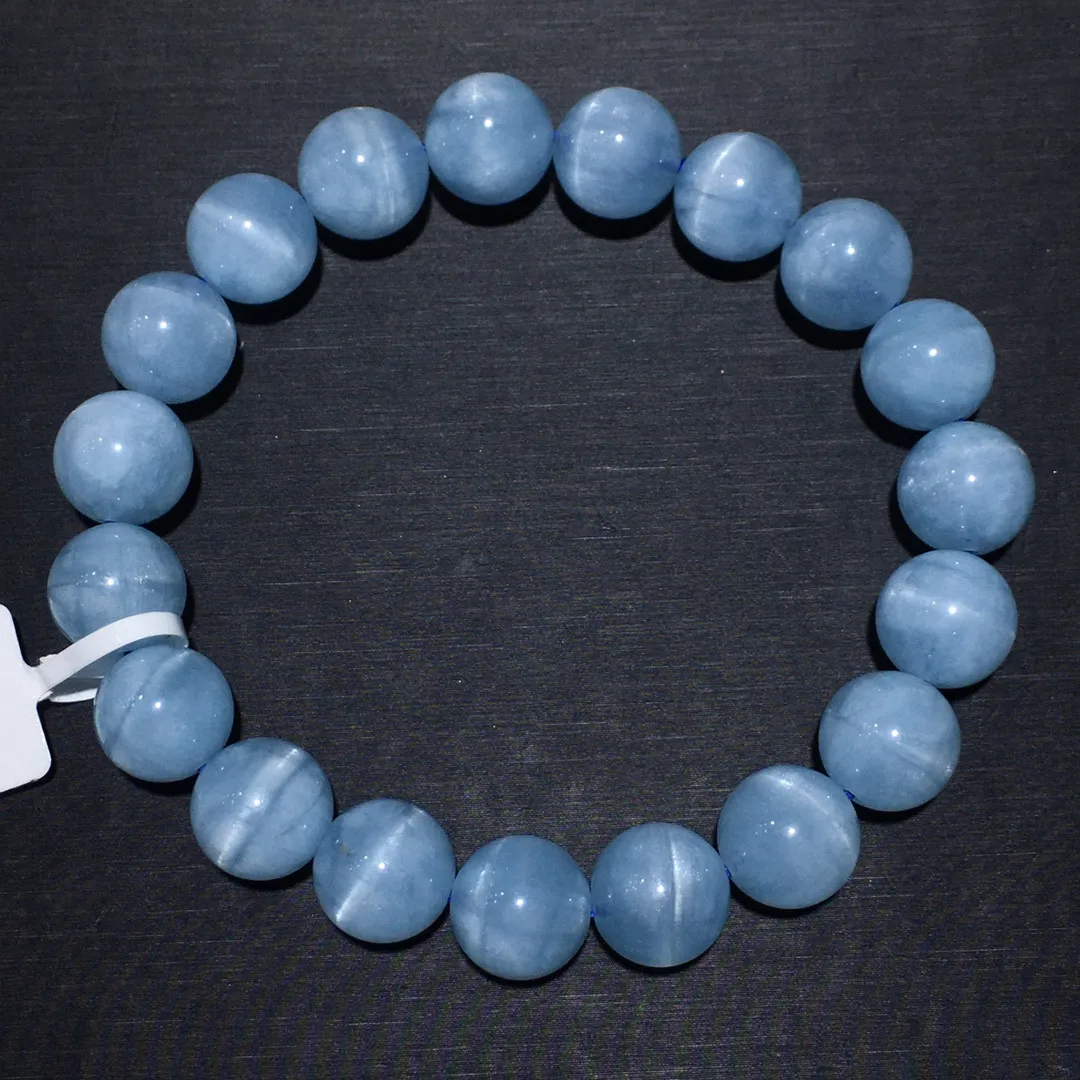 

11mm Natural Blue Aquamarine Crystal Bracelet Jewelry For Women Lady Man Reiki Gift Energy Beads Beauty Stone Strands AAAAA