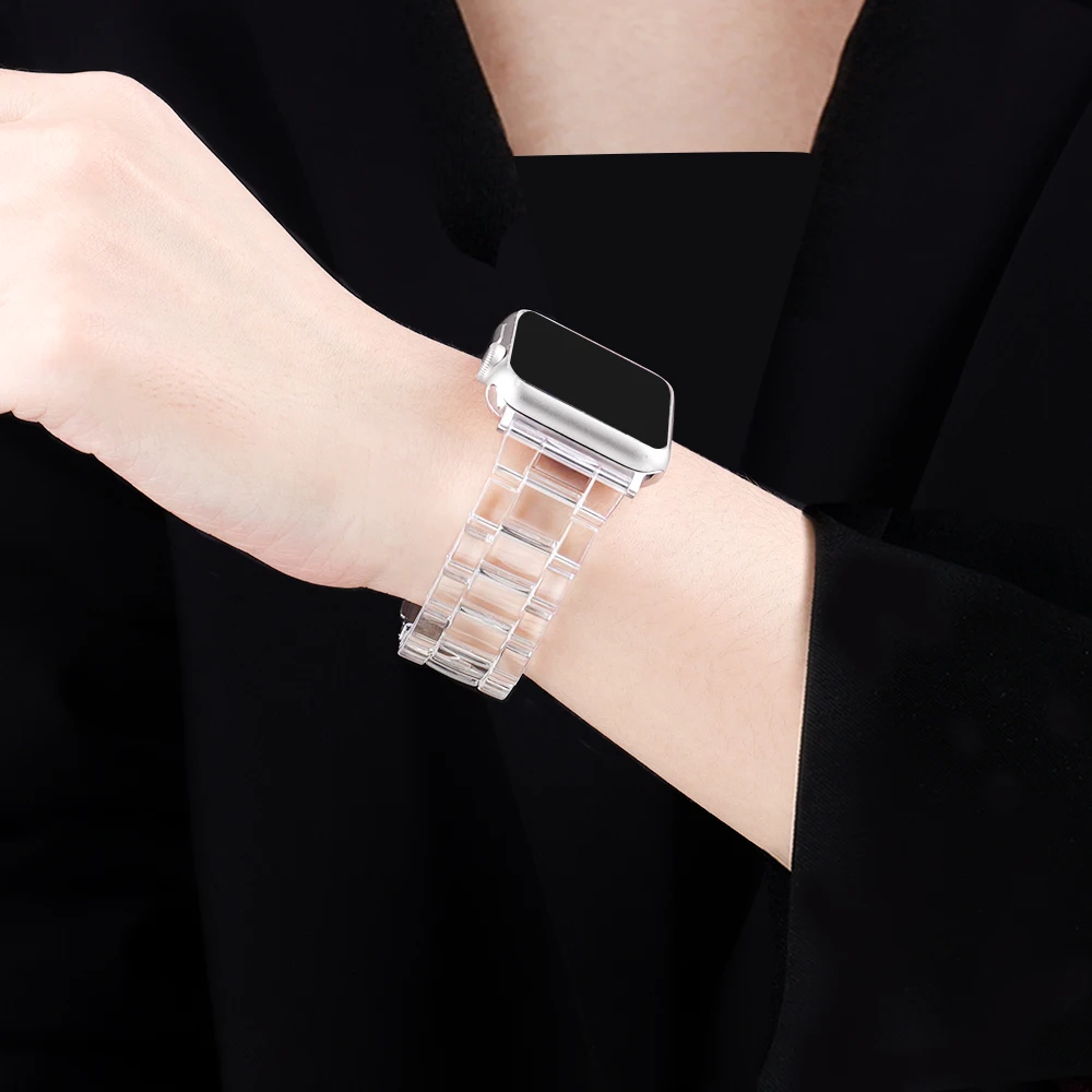 

Ремешок для часов Apple Watch Band Series SE 7 6543, прозрачный браслет для Iwatch 38 41 45 40 мм 42 мм 44 мм, аксессуары для часов