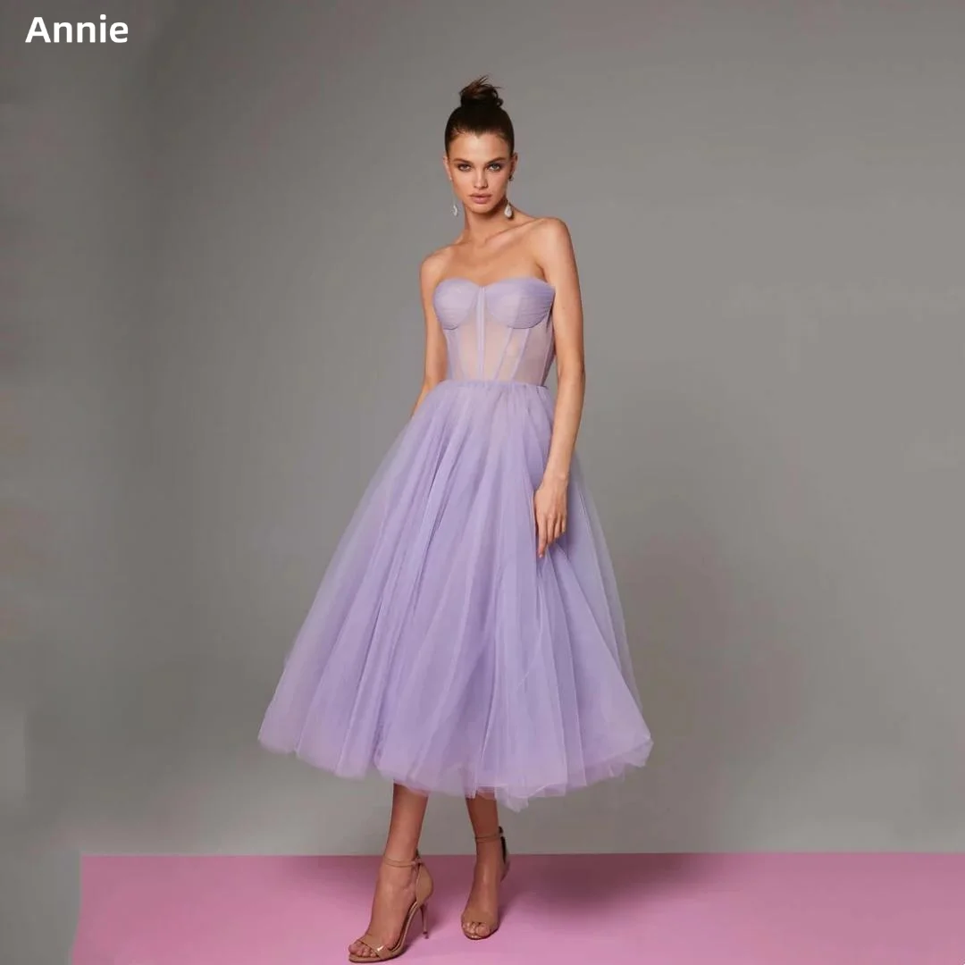 

Annie Lavender Prom Dresses Strapless Strapless Formal Occasion Dresses Sweetheart Long Style فساتين للحفلات الراقصة