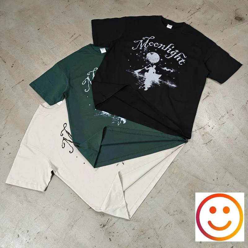 

2024 Men Streetwear T-Shirt Hip Hop Moon Light Letters Rowing Print T-Shirts Harajuku Summer Cotton Short Sleeve Loose T Shirt