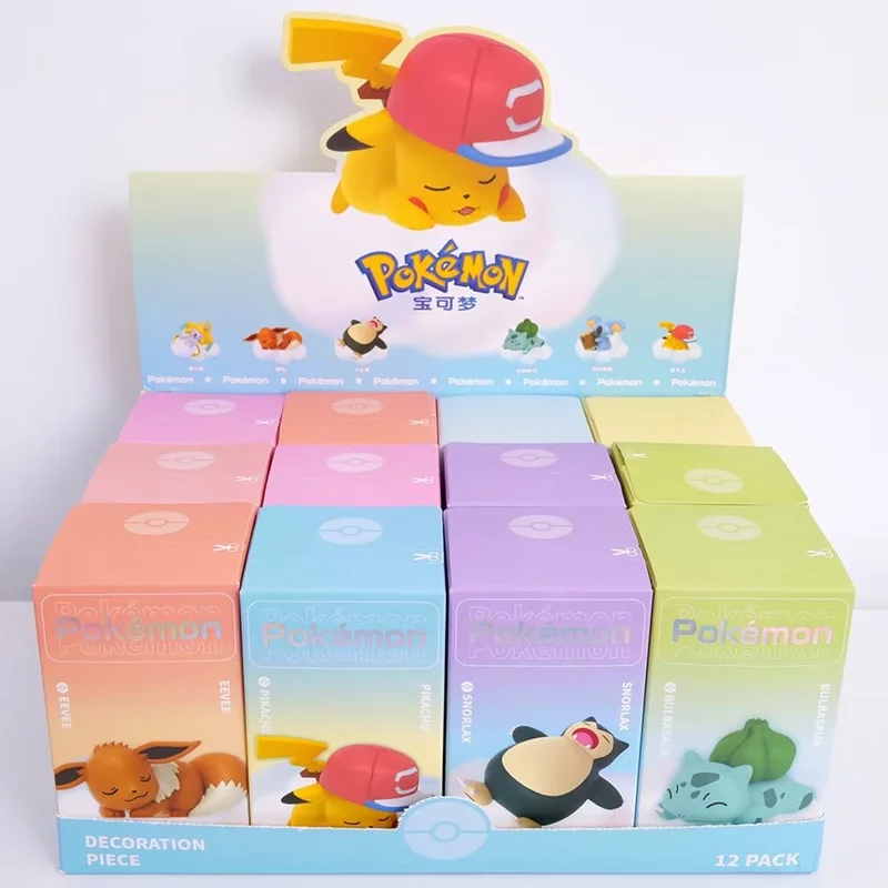 

Genuine Pokemon Starry Dream Series Pikachu Jirachi Eevee Komala Snorlax Bulbasaur Anime Figures with Plush Base Model Christmas