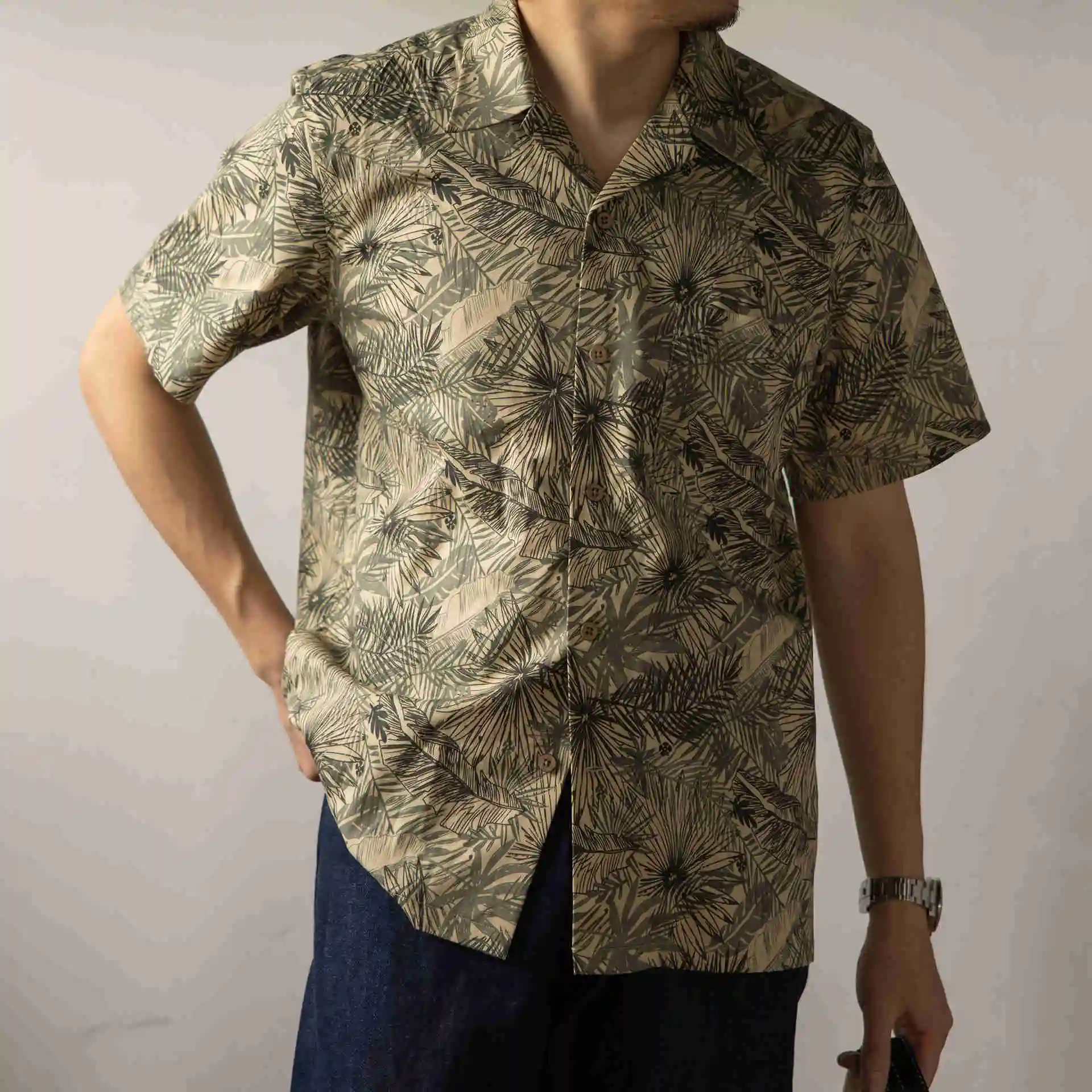 

HW-0014 Big US Size Genuine Quality Vintage Looking Loose Fitting Hawaii Aloha Cotton Printing Shirt