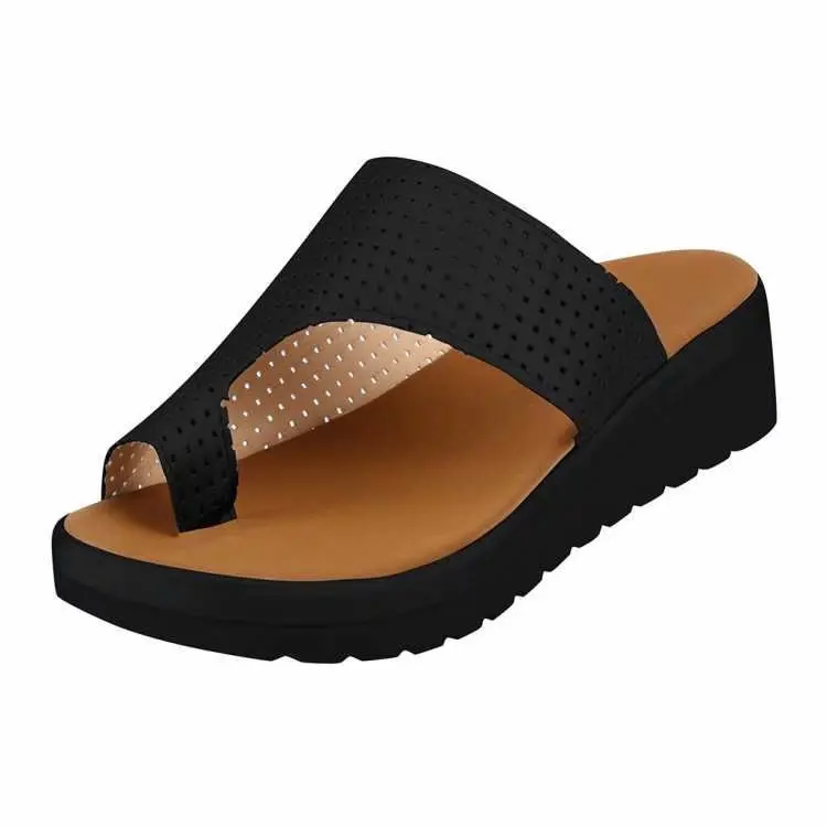 

2022 New Wedge Heel Hollow Women's Casual Middle Heel Casual New All-match Wedge Heel Drag Beach One-word Slippers 35-43