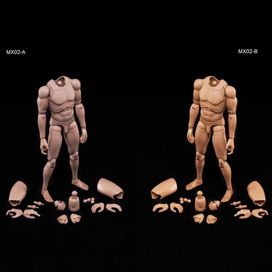 

1/6 Male Figure Body MX02-A / MX02-B 2.0 Nude Narrow Shoulders with Neck 12'' Flexible Doll Toy