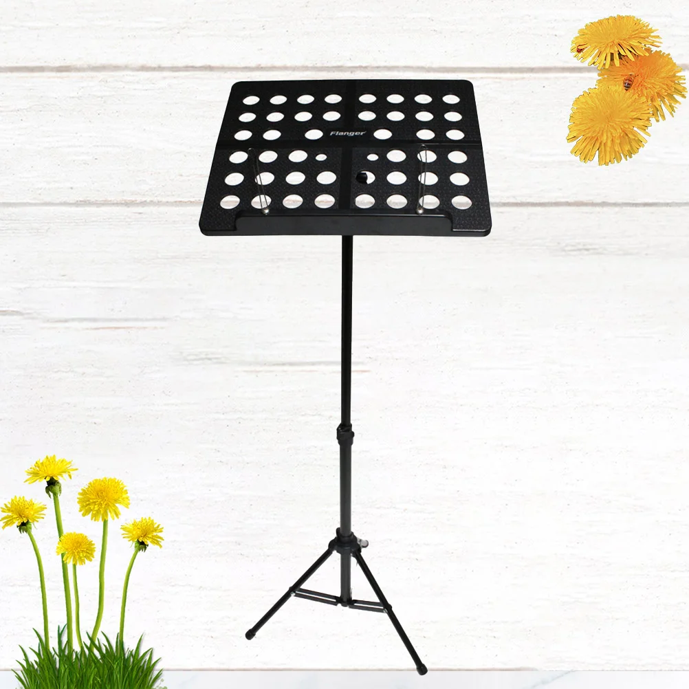 

Aluminum Alloy Music Sheet Tripod Stand Foldable Telescopic Music Stand Holder for Guitar Violin Saxophone (Black) Cradle