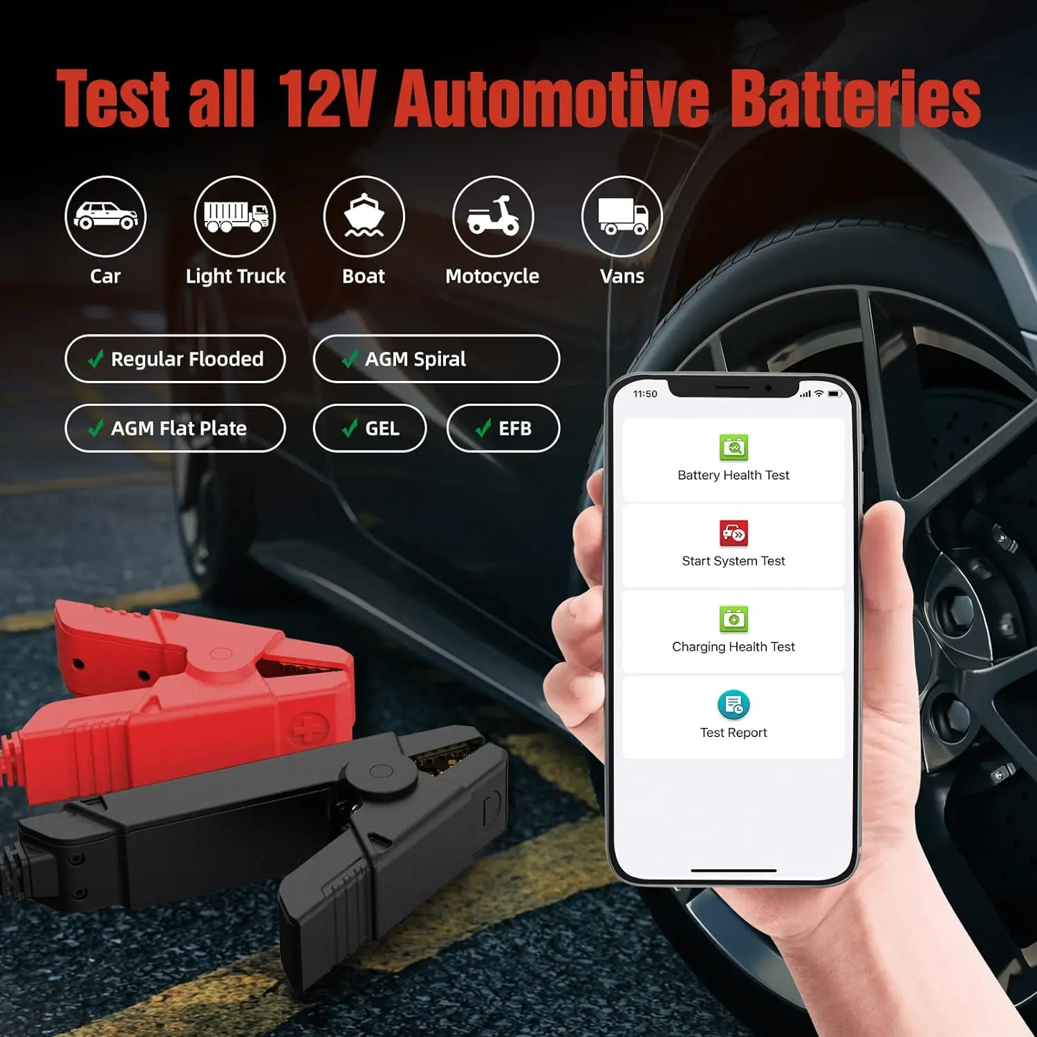 2024 тестер запуска автомобильного аккумулятора BST360 6 в 12 В Bluetooth Тестер нагрузки